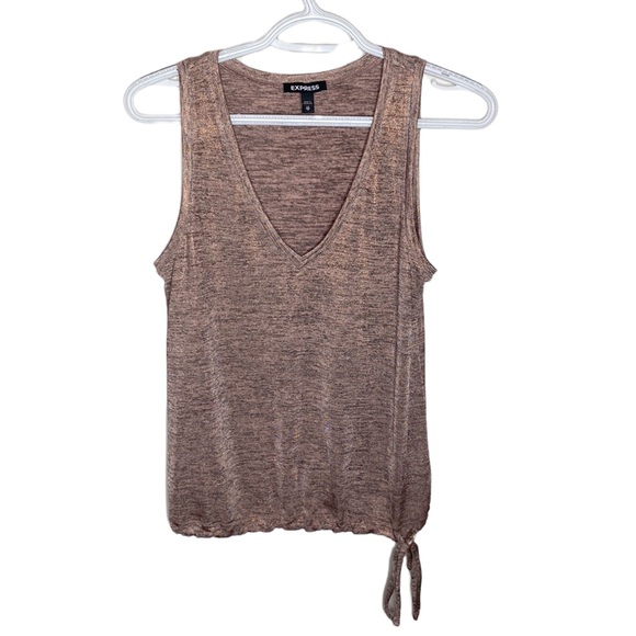 Express Tops - Express copper metallic rose gold cinched waist top with side tie size XS
